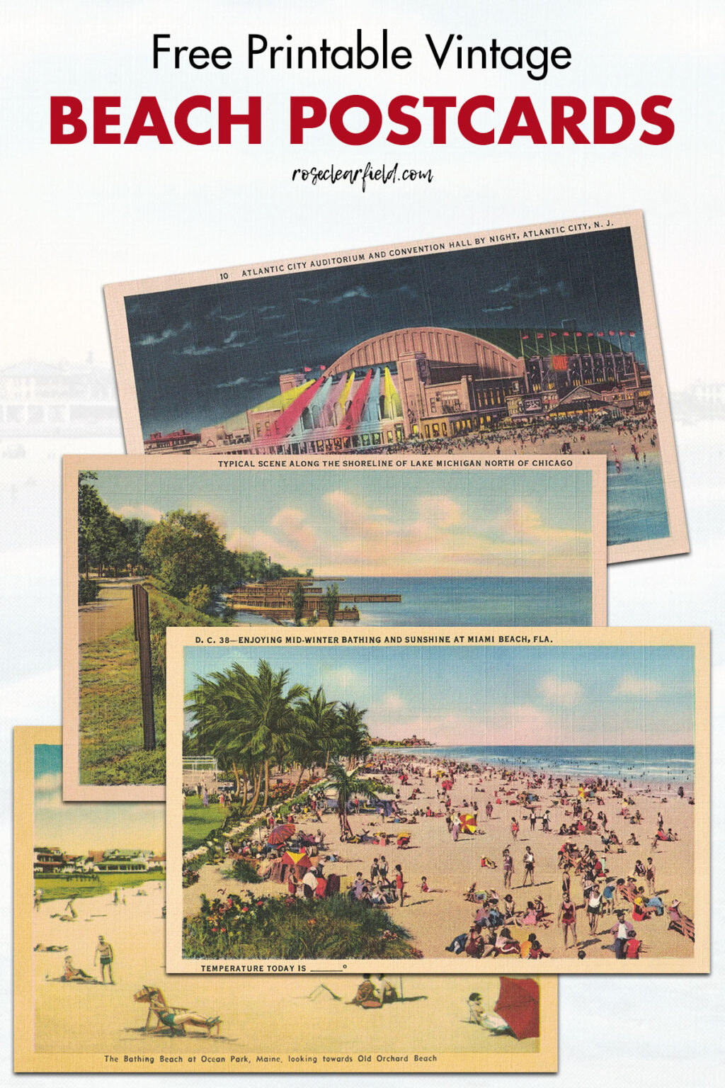 Free Printable Vintage Beach Postcards • Rose Clearfield